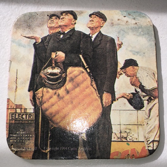 Offer  Norman Rockwell man cave memorabilia Chicago baseball coffee coasters - Picture 2 of 7